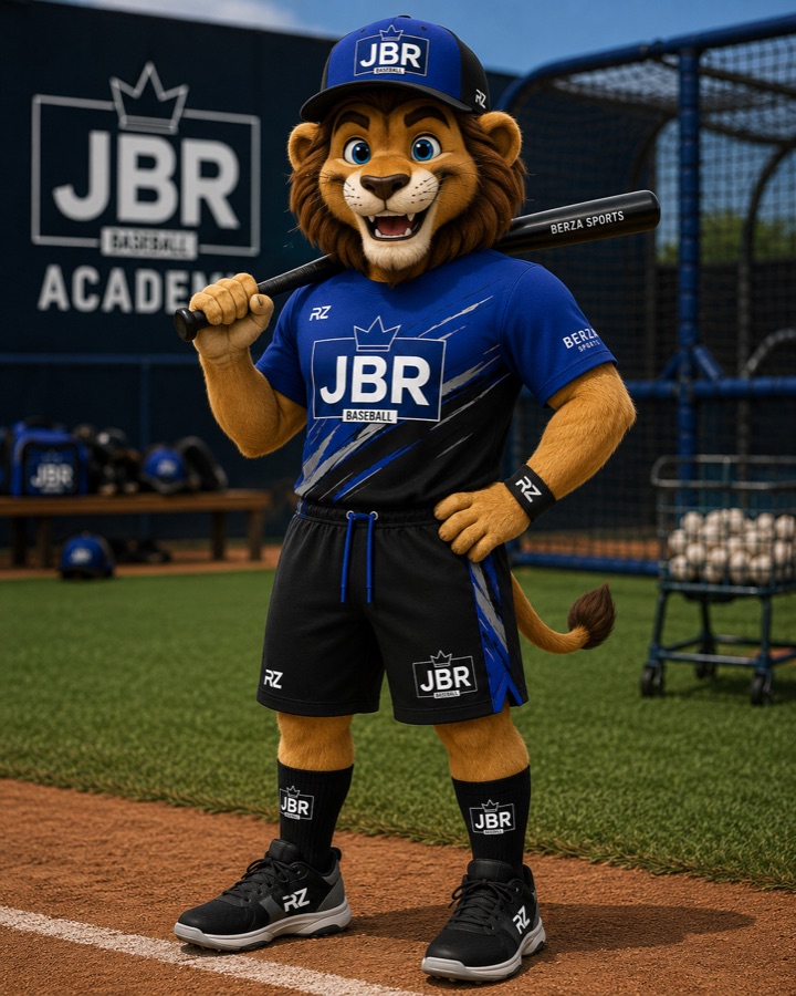 Mascota JBR Academy — uniforme de práctica